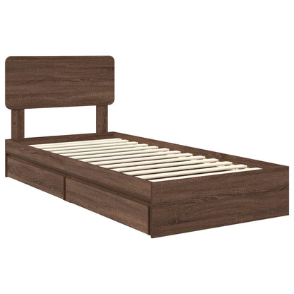 Letto con Contenitore con testiera Rovere Marrone 75 x 190 cm | homemem39