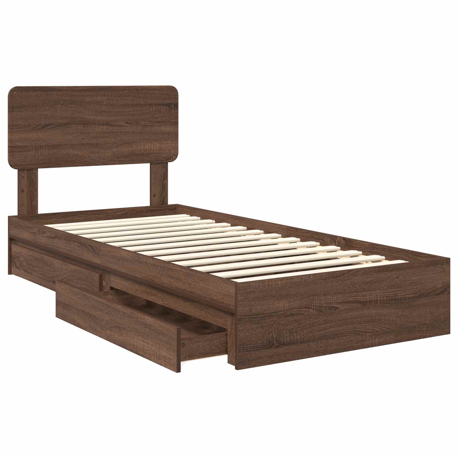 Letto con Contenitore con testiera Rovere Marrone 75 x 190 cm | homemem39