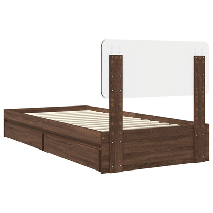 Letto con Contenitore con testiera Rovere Marrone 75 x 190 cm | homemem39