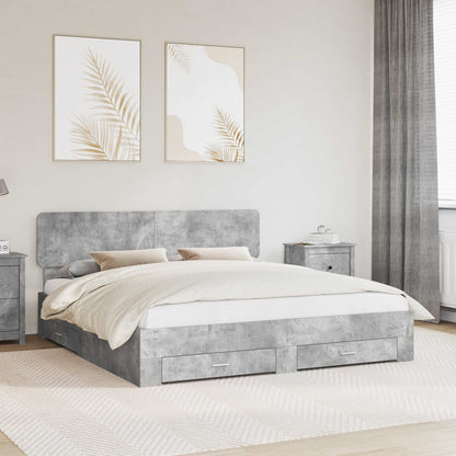 Struttura del letto con testiera Grigio cemento 200 x 200 cm | homemem39