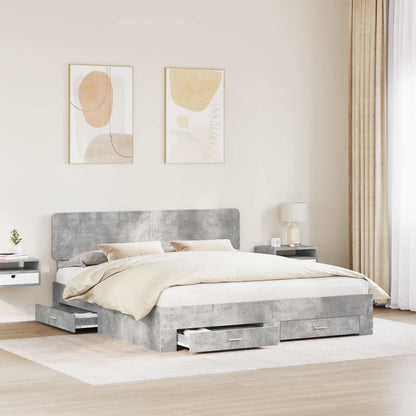 Struttura del letto con testiera Grigio cemento 200 x 200 cm | homemem39