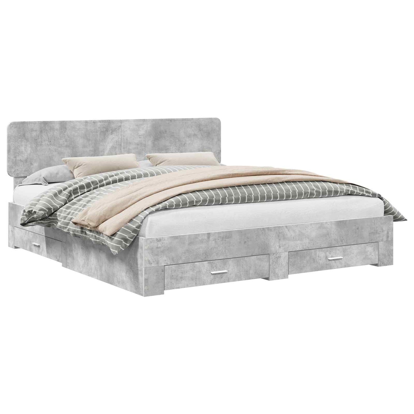 Struttura del letto con testiera Grigio cemento 200 x 200 cm | homemem39