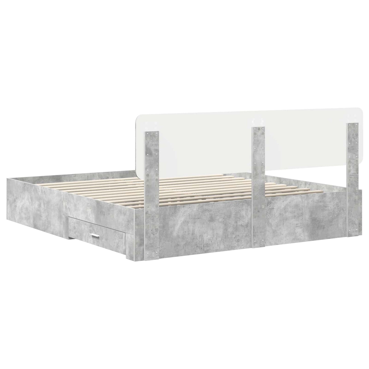 Struttura del letto con testiera Grigio cemento 200 x 200 cm | homemem39