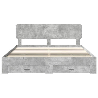 Struttura del letto con testiera Grigio cemento 200 x 200 cm | homemem39