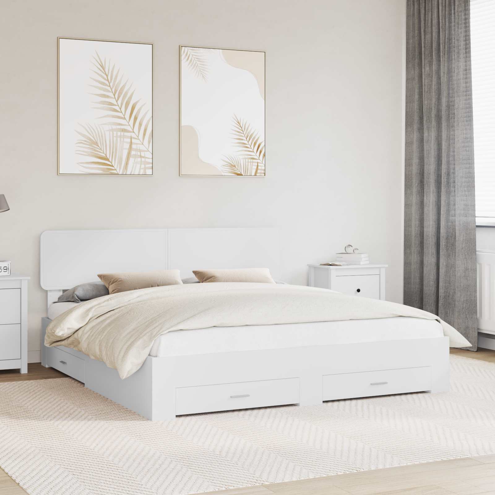 Struttura del letto Bianco 180 x 200 cm Legno multistrato | homemem39