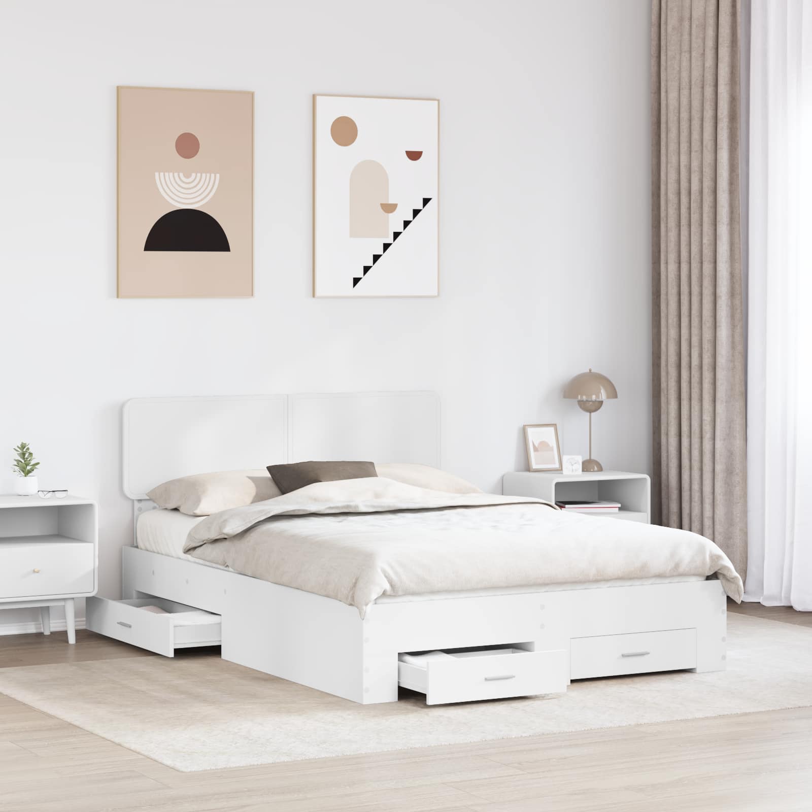 Struttura del letto Bianco 160 x 200 cm Legno multistrato | homemem39