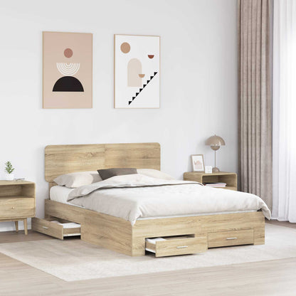 Struttura del letto con testiera Rovere Sonoma 150 x 200 cm | homemem39