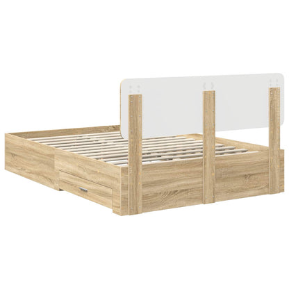 Struttura del letto con testiera Rovere Sonoma 150 x 200 cm | homemem39