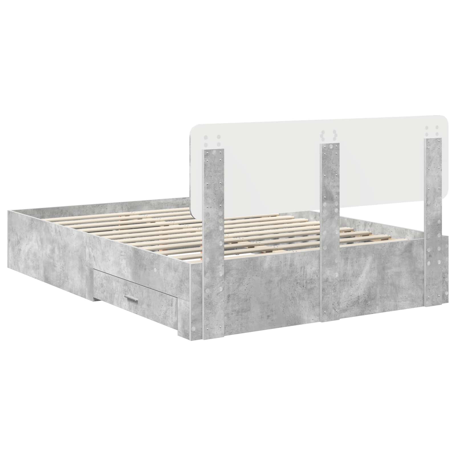 Struttura del letto con testiera Grigio cemento 150 x 200 cm | homemem39