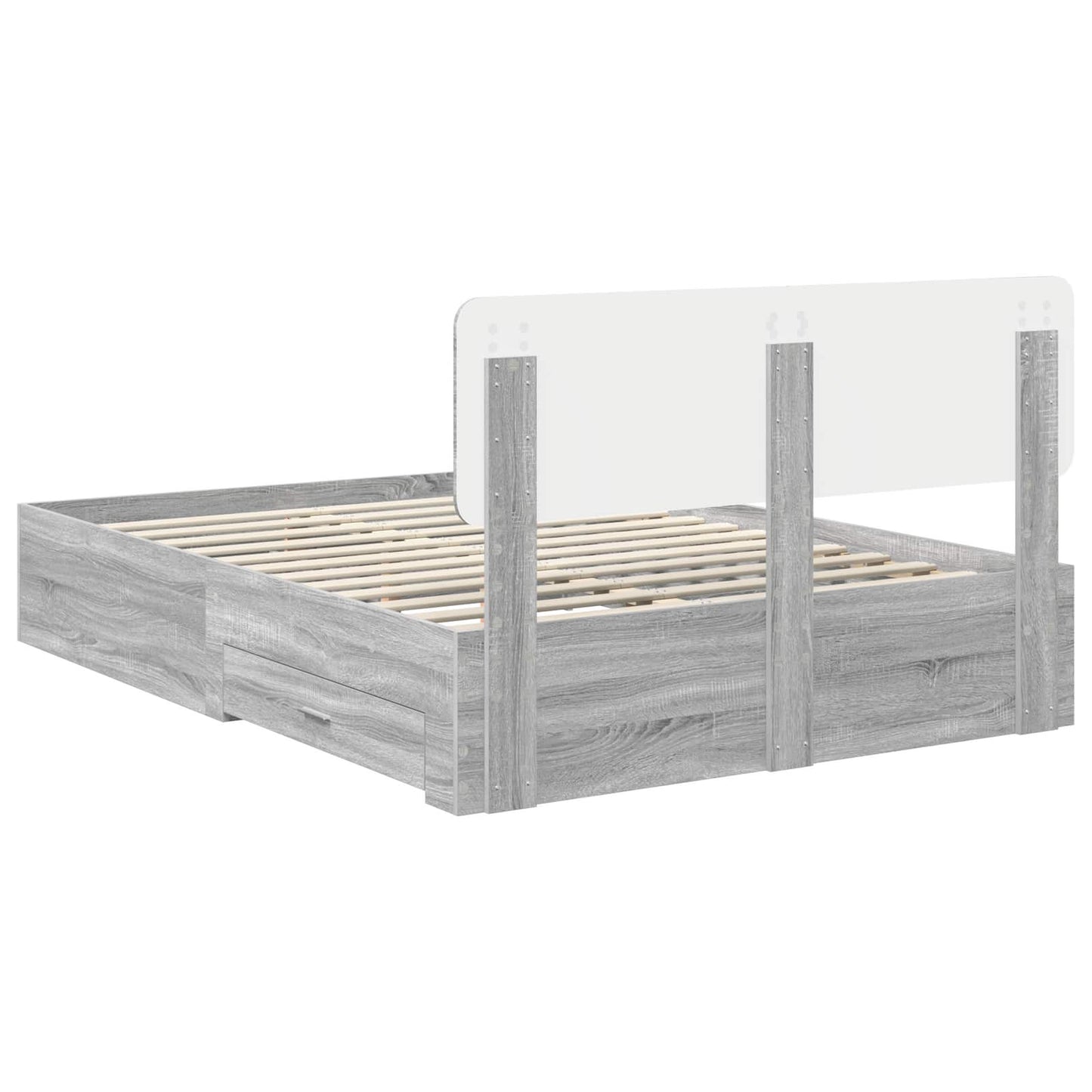 Struttura del letto con testiera Grigio Sonoma 150 x 200 cm | homemem39