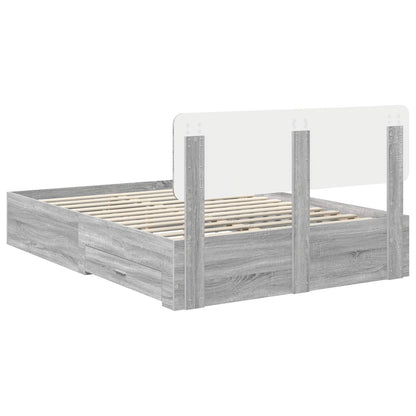 Struttura del letto con testiera Grigio Sonoma 150 x 200 cm | homemem39