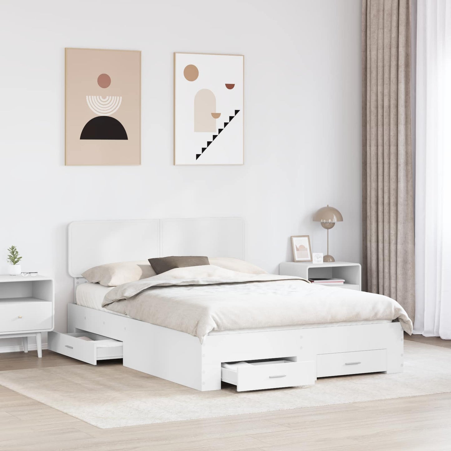 Struttura del letto Bianco 140 x 200 cm Legno multistrato | homemem39