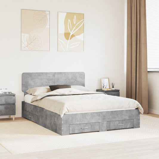 Struttura del letto con testiera Grigio cemento 140 x 200 cm | homemem39