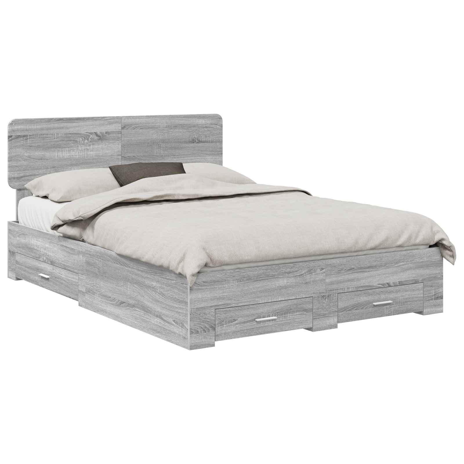 Struttura del letto con testiera Grigio Sonoma 140 x 200 cm | homemem39