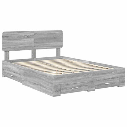 Struttura del letto con testiera Grigio Sonoma 140 x 200 cm | homemem39