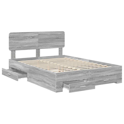Struttura del letto con testiera Grigio Sonoma 140 x 200 cm | homemem39