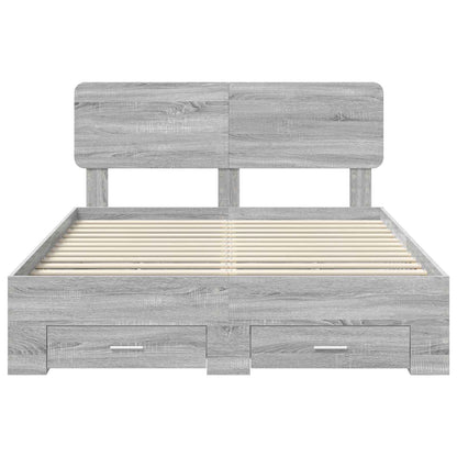 Struttura del letto con testiera Grigio Sonoma 140 x 200 cm | homemem39