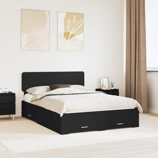 Struttura del letto Nero 140 x 190 cm Legno multistrato | homemem39