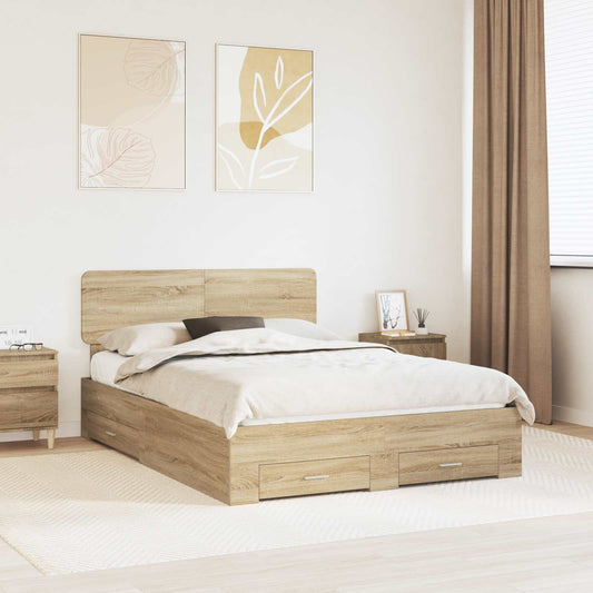 Struttura del letto con testiera Rovere Sonoma 140 x 190 cm | homemem39