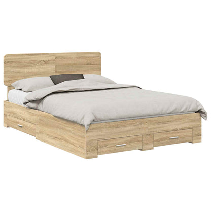 Struttura del letto con testiera Rovere Sonoma 140 x 190 cm | homemem39