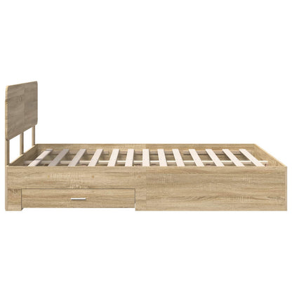 Struttura del letto con testiera Rovere Sonoma 140 x 190 cm | homemem39