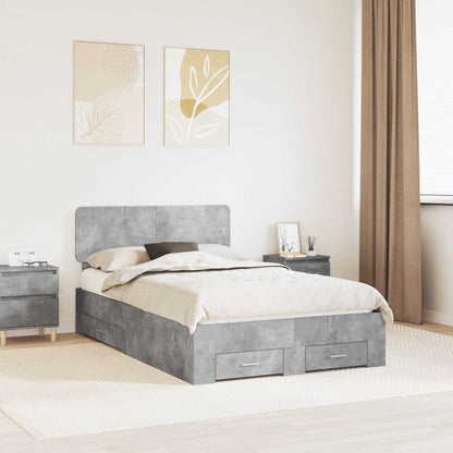 Struttura del letto con testiera Grigio cemento 135 x 190 cm | homemem39
