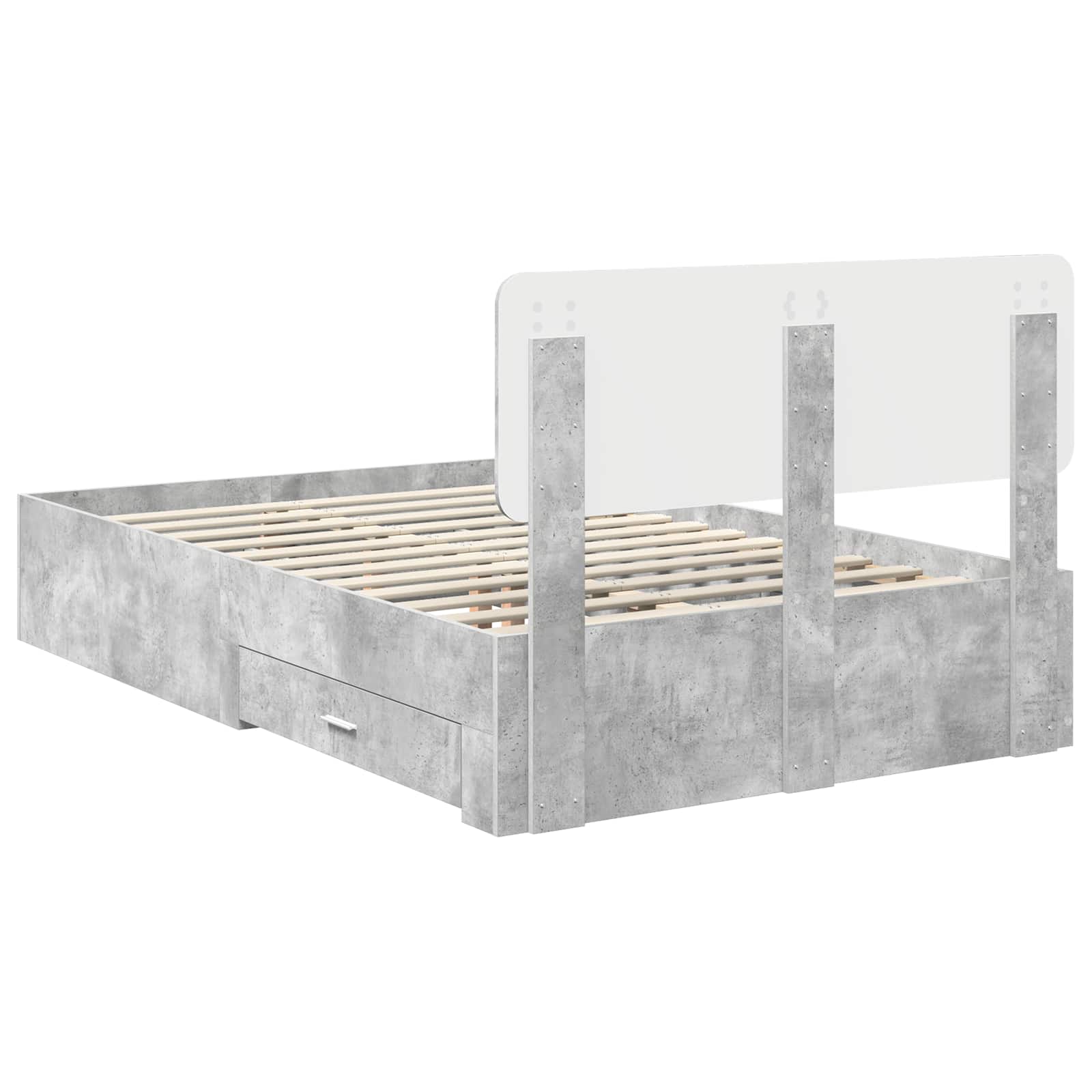 Struttura del letto con testiera Grigio cemento 135 x 190 cm | homemem39
