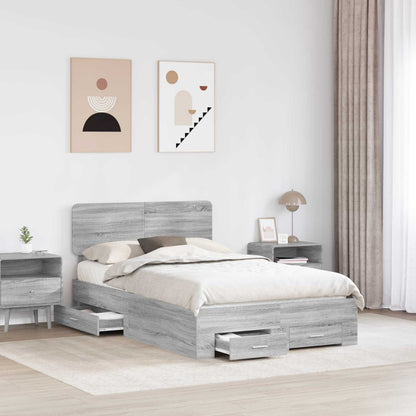 Struttura del letto con testiera Grigio Sonoma 135 x 190 cm | homemem39