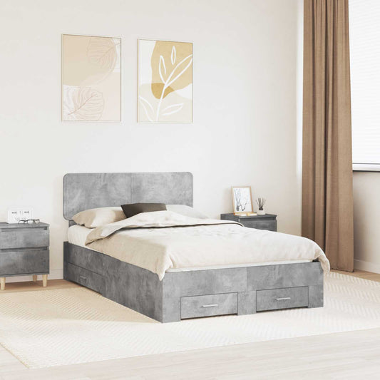 Struttura del letto con testiera Grigio cemento 120 x 200 cm | homemem39