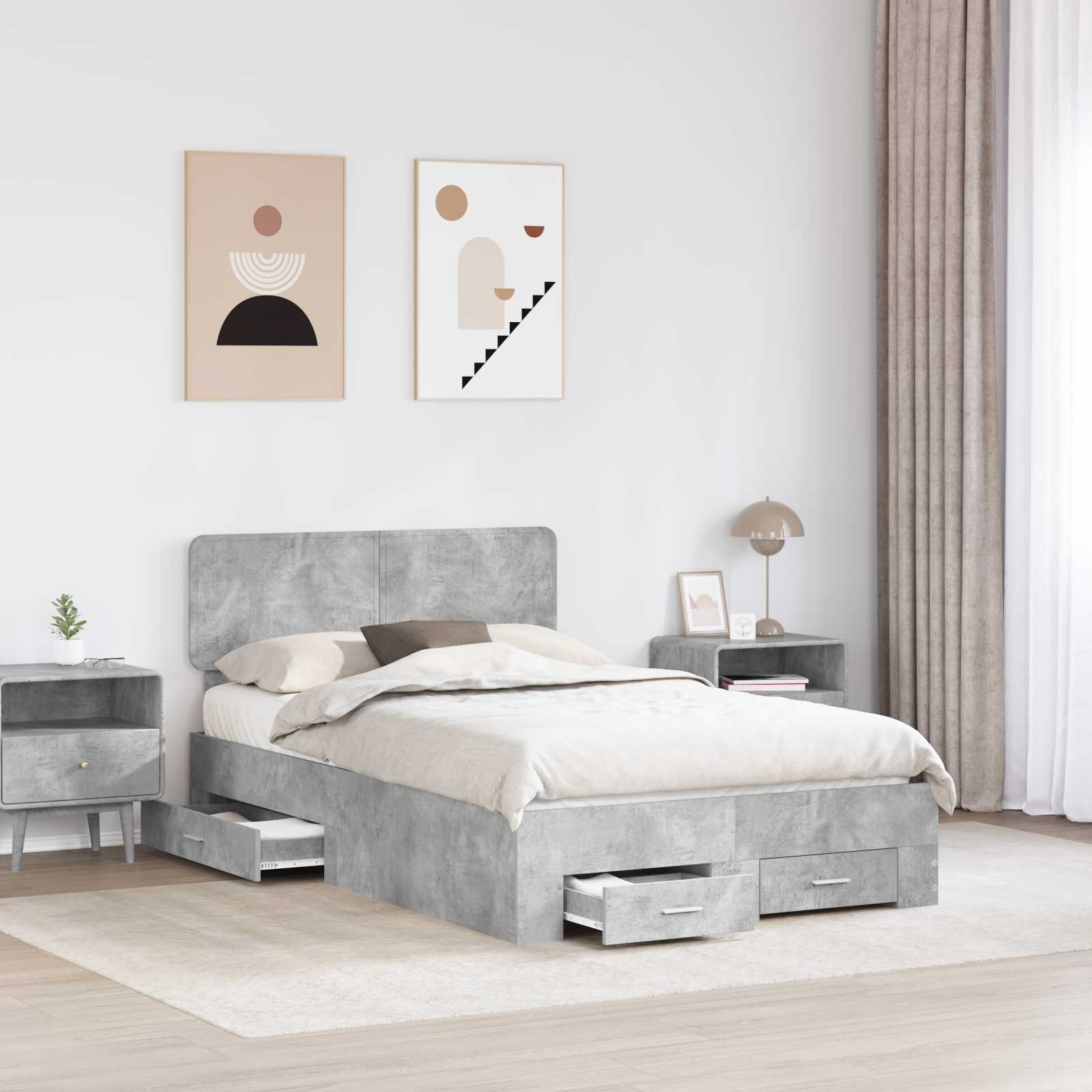 Struttura del letto con testiera Grigio cemento 120 x 200 cm | homemem39