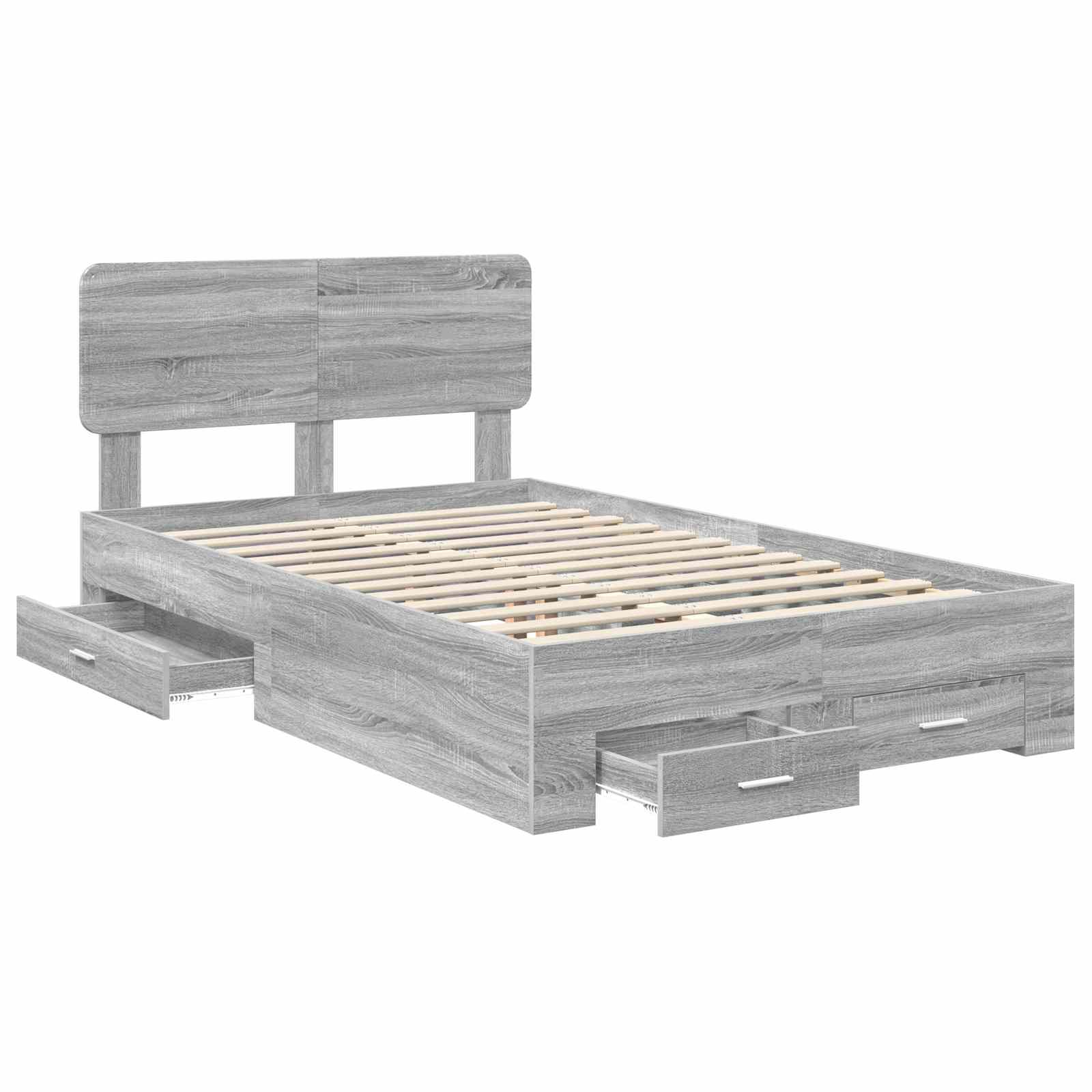 Struttura del letto con testiera Grigio Sonoma 120 x 200 cm | homemem39