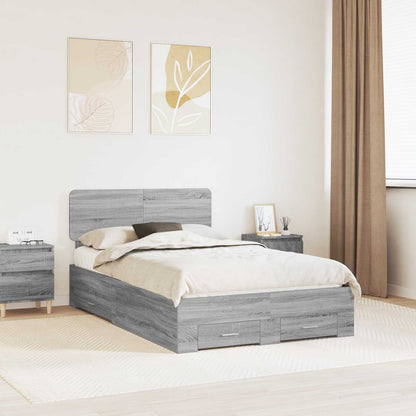 Struttura del letto con testiera Grigio Sonoma 120 x 190 cm | homemem39