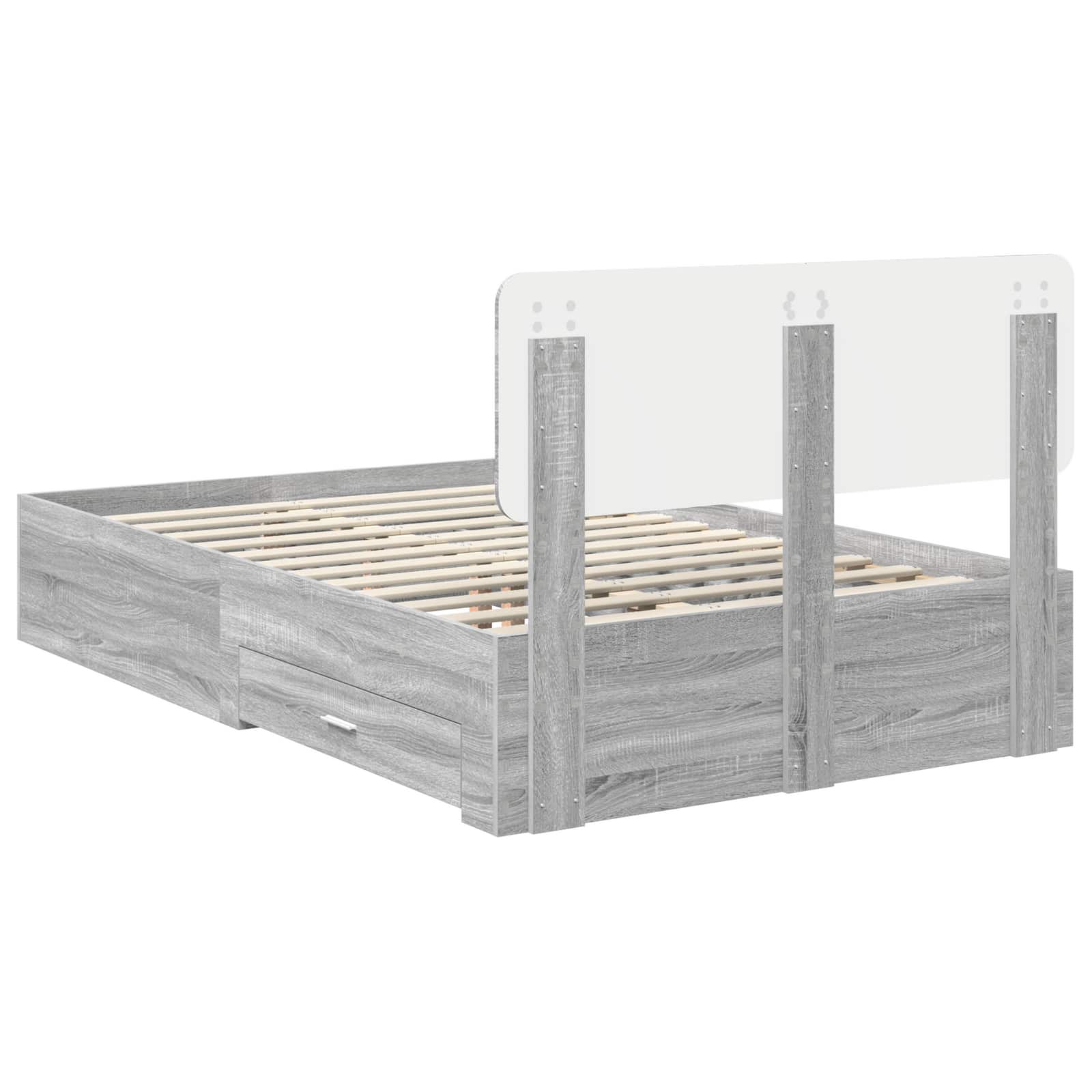 Struttura del letto con testiera Grigio Sonoma 120 x 190 cm | homemem39