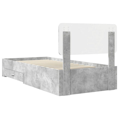 Struttura del letto con testiera Grigio cemento 100 x 200 cm | homemem39