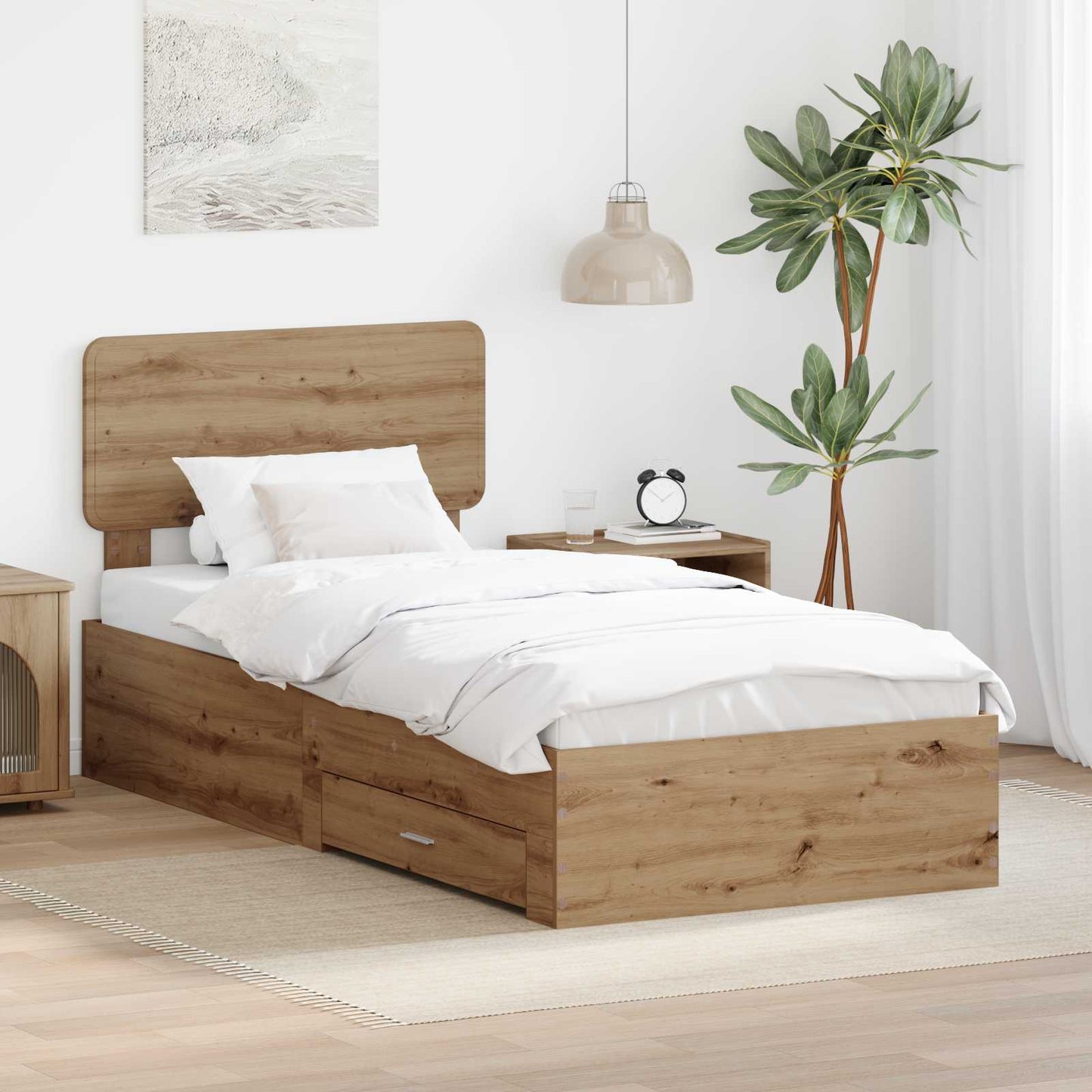Struttura del letto Rovere artigianale 100 x 200 cm | homemem39