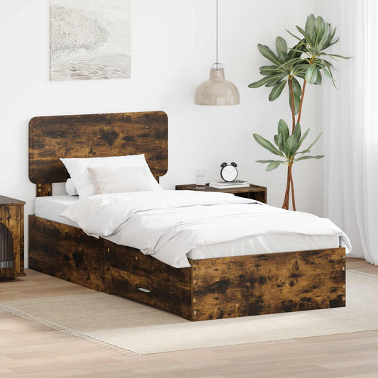 Struttura del letto Rovere fumé 90 x 200 cm Legno multistrato | homemem39