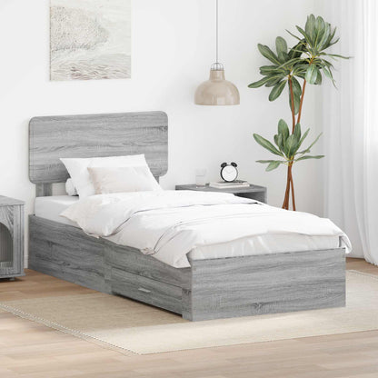 Struttura del letto Grigio Sonoma 90 x 200 cm Legno multistrato | homemem39