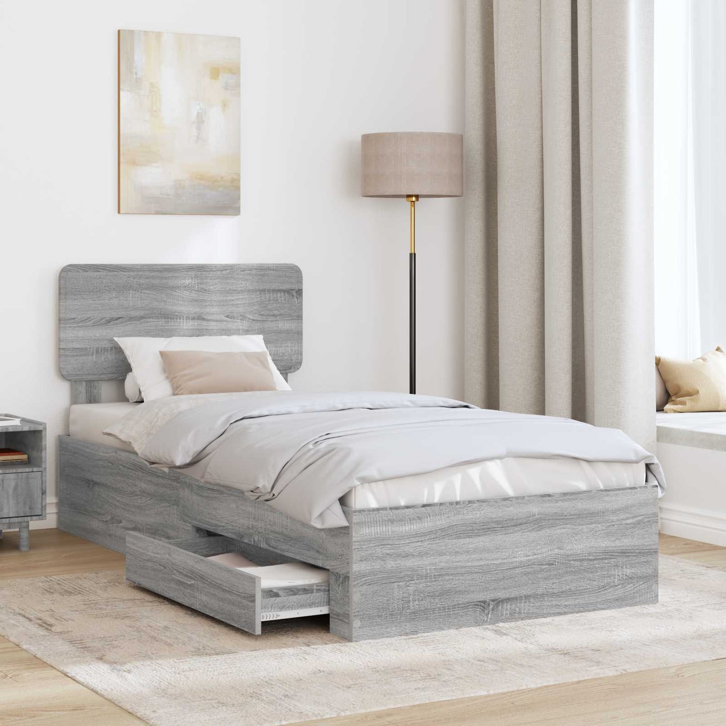 Struttura del letto Grigio Sonoma 90 x 200 cm Legno multistrato | homemem39