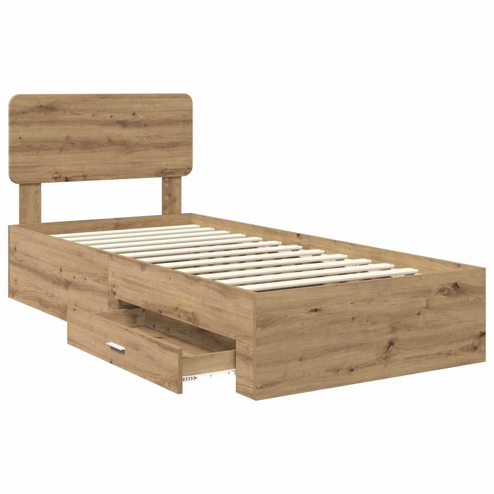 Struttura del letto con cassetto Rovere artigianale 90 x 200 cm | homemem39