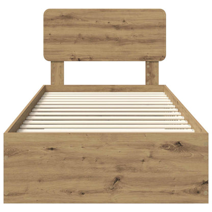 Struttura del letto con cassetto Rovere artigianale 90 x 200 cm | homemem39