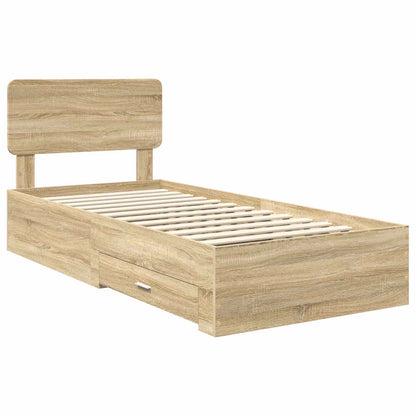Struttura del letto Rovere Sonoma 90 x 190 cm Legno multistrato | homemem39