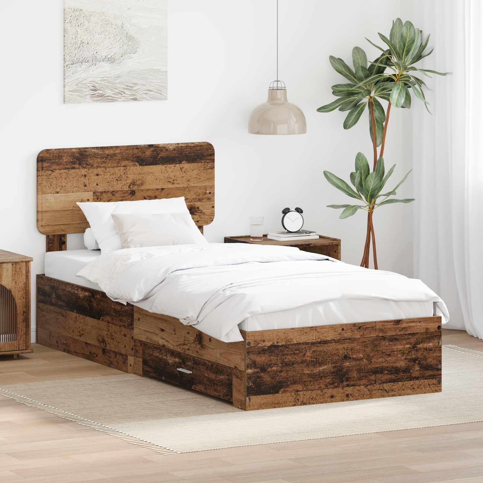 Struttura del letto Legno vecchio 90 x 190 cm Legno multistrato | homemem39
