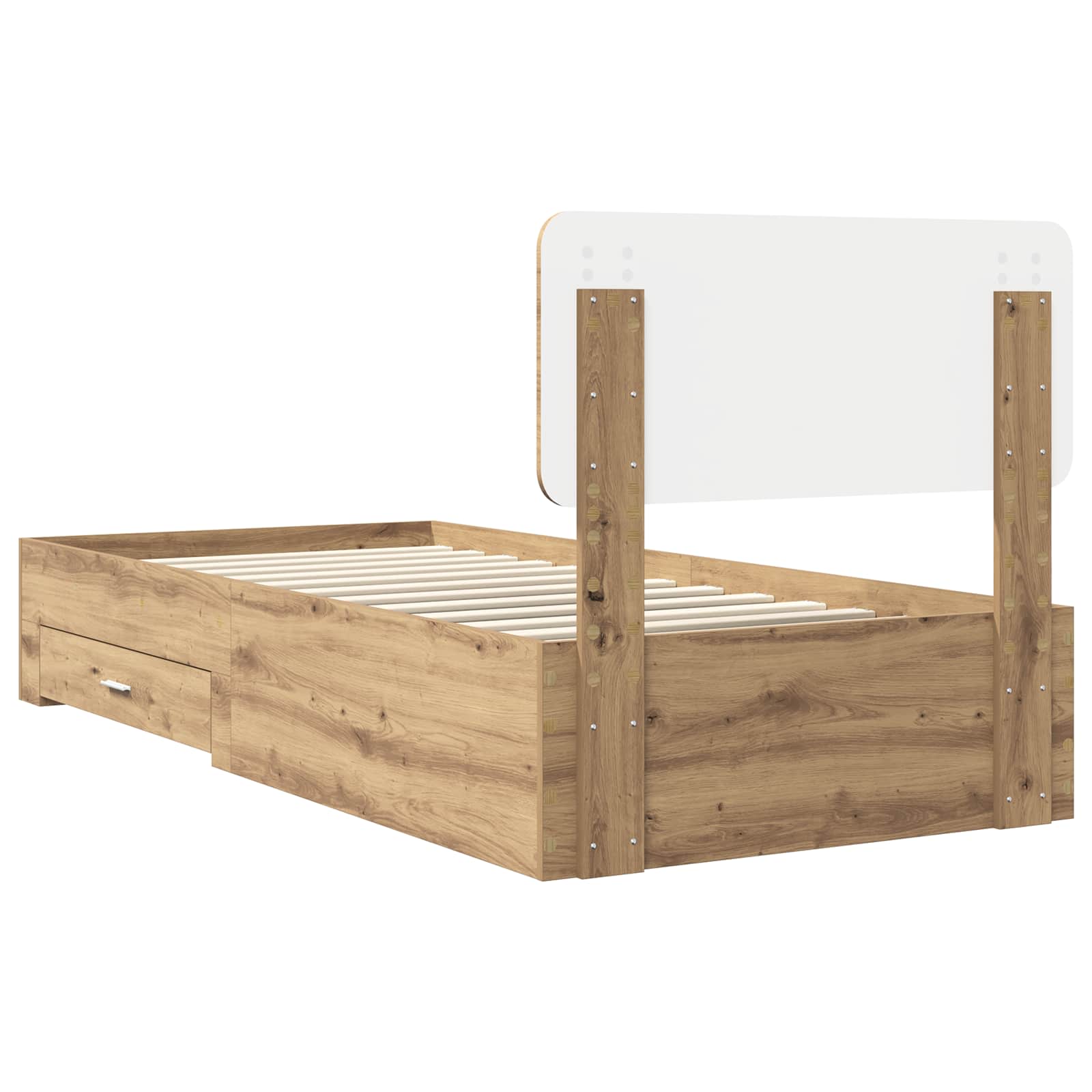 Struttura del letto con cassetto Rovere artigianale 90 x 190 cm | homemem39