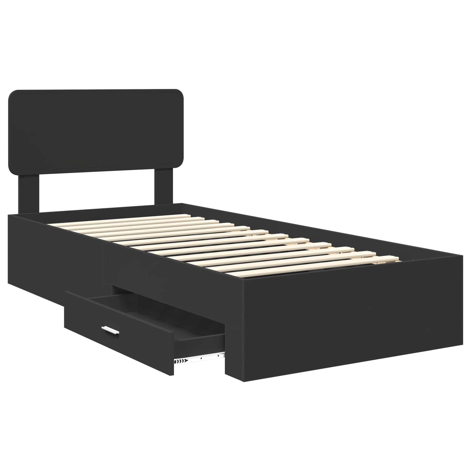 Struttura del letto Nero 75 x 190 cm Legno multistrato | homemem39