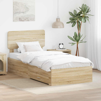 Struttura del letto Rovere Sonoma 75 x 190 cm Legno multistrato | homemem39