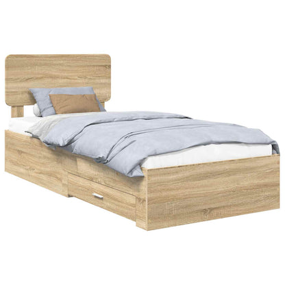 Struttura del letto Rovere Sonoma 75 x 190 cm Legno multistrato | homemem39