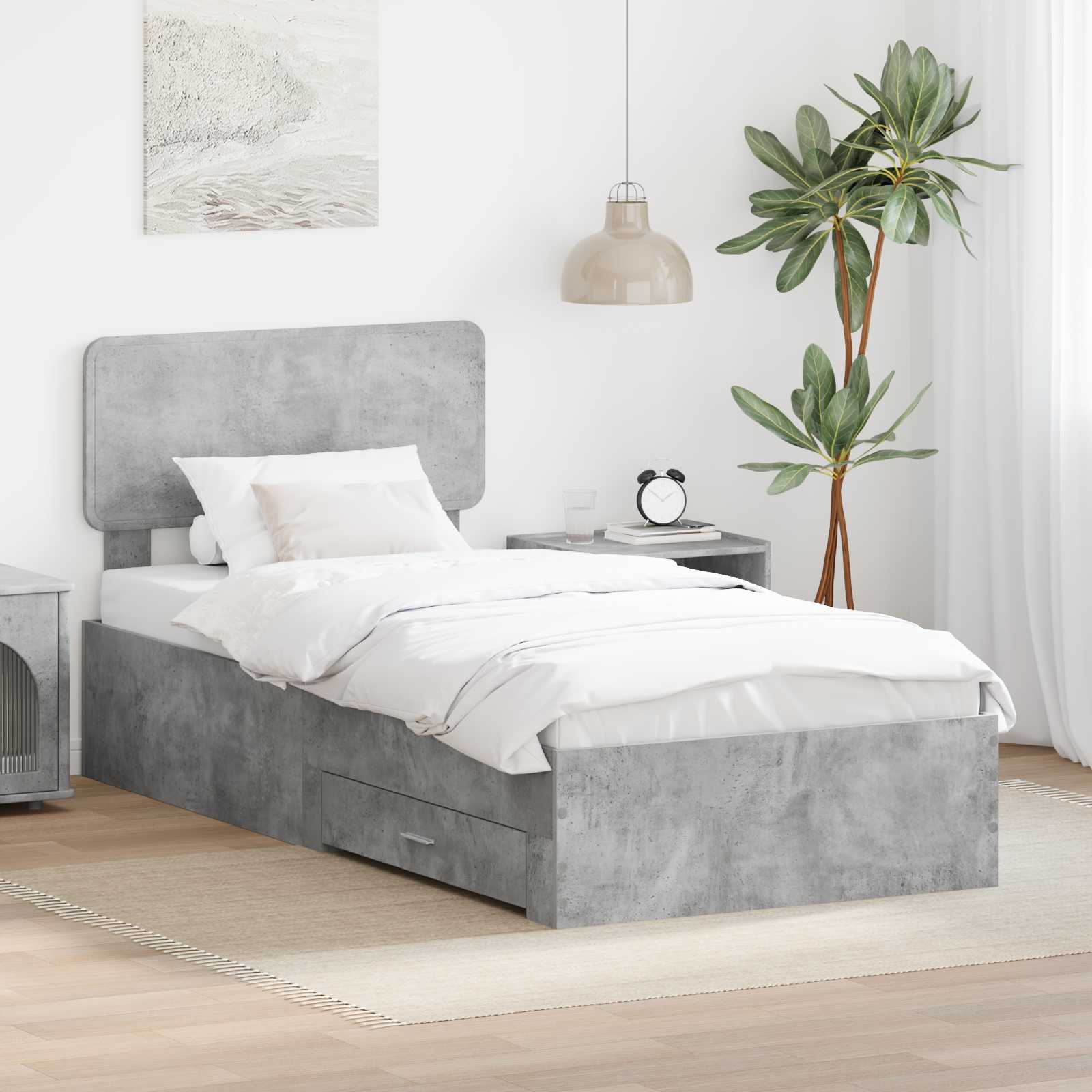 Struttura del letto con testiera Grigio cemento 70 x 190 cm | homemem39