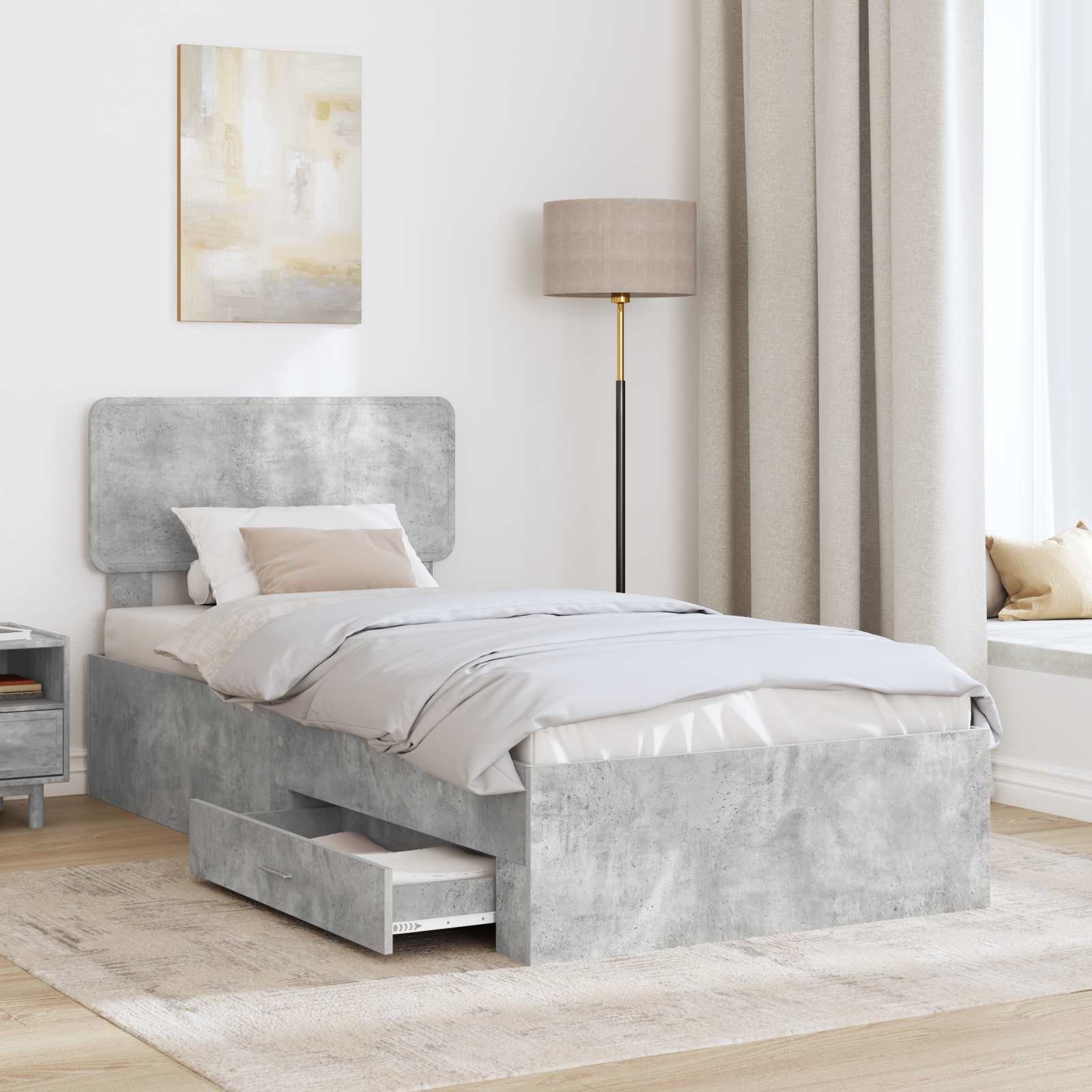 Struttura del letto con testiera Grigio cemento 70 x 190 cm | homemem39