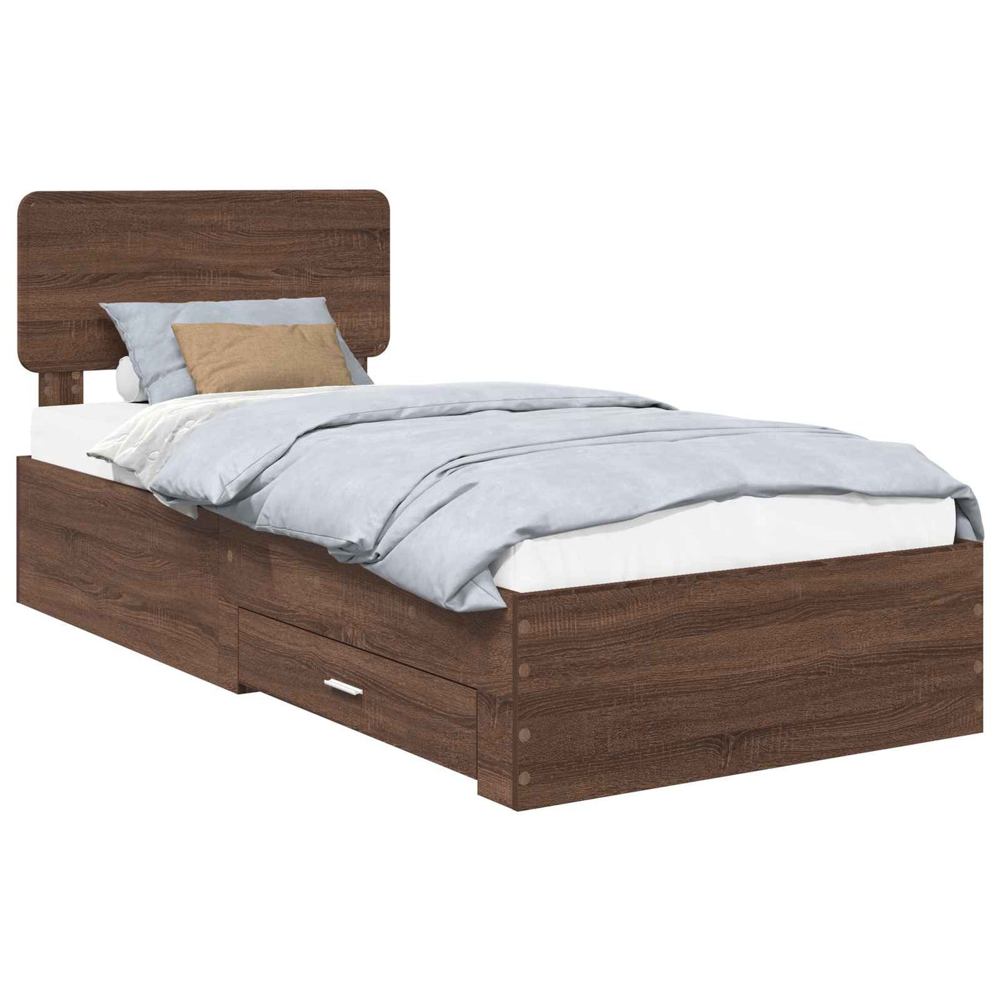 Struttura del letto con testiera Rovere Marrone 75 x 190 cm | homemem39