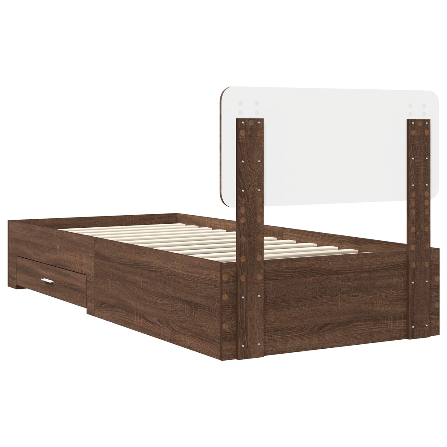 Struttura del letto con testiera Rovere Marrone 75 x 190 cm | homemem39